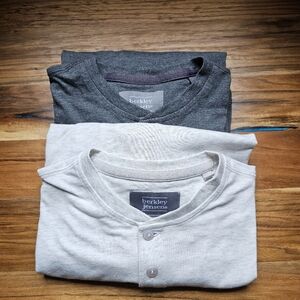 🔥 Men's Long Sleeve Henley Shirts Gray & Oatmeal Size Small